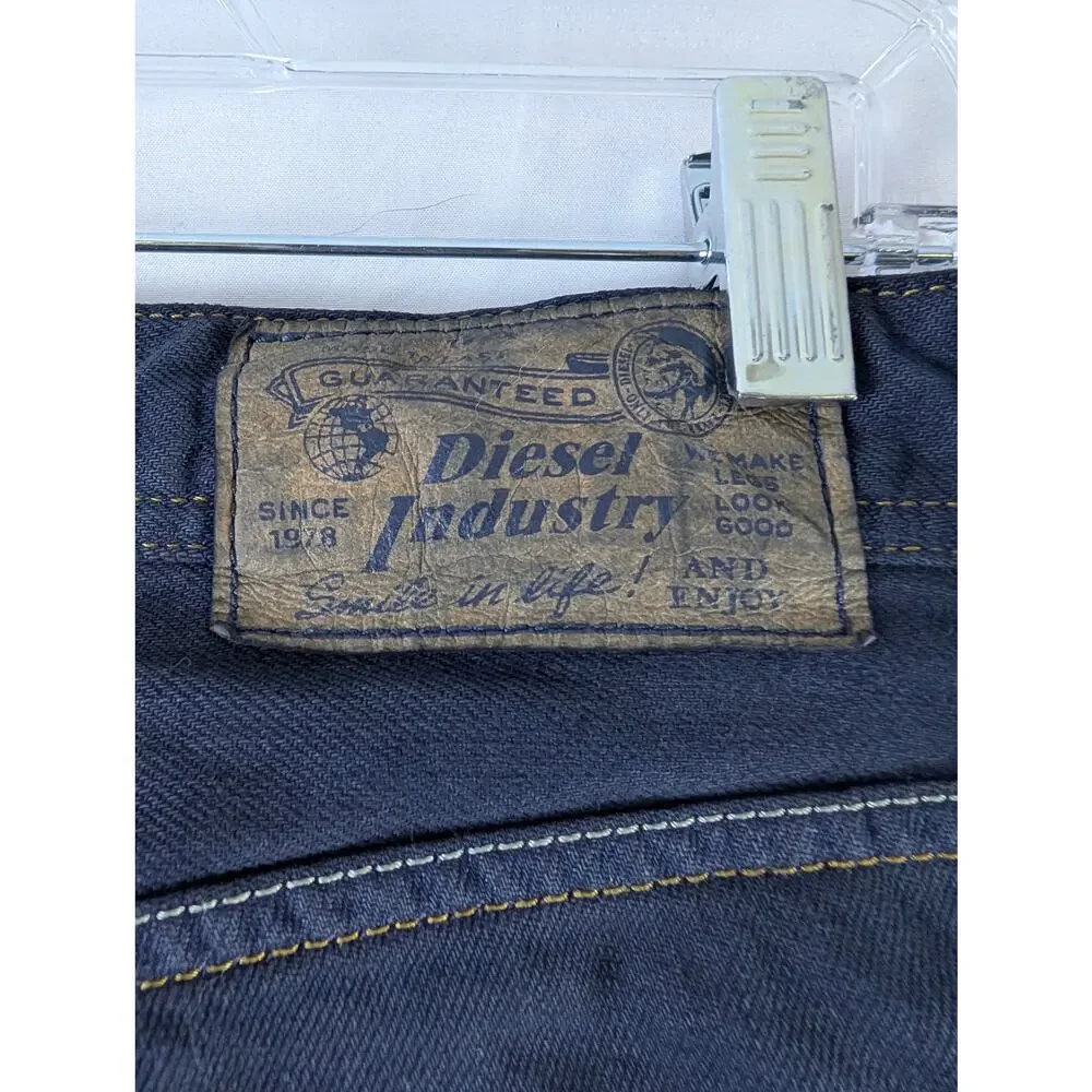 Diesel Industries‎ Mens 32x28 Navy Blue Dark Wash Straight Leg Denim Jeans